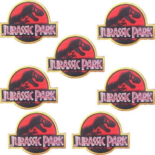 10Pcs/Set Jurassic Park Patch Dinosaur Embroidered Patches For Clothing Stickers Iron On Patches On Clothes Stripes For Jacket
