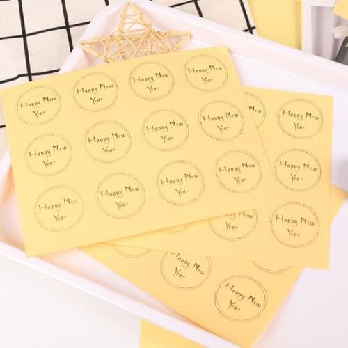 1000pcs/lot Kawaii Stickers Round Packaging Label HappyNewYear Diary Sticker Baking DIY Gift Sealing Stickers