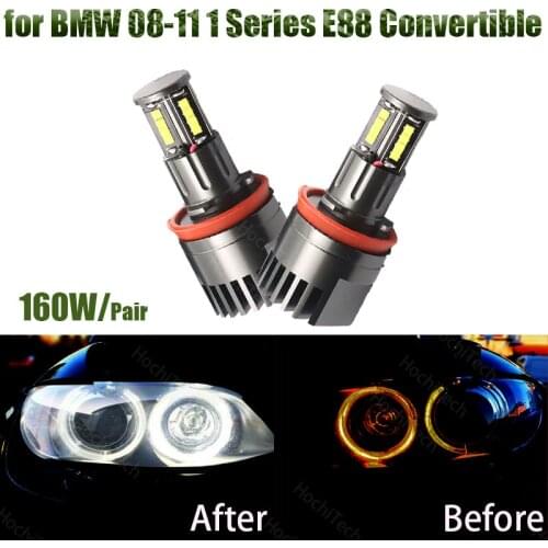 160w Led Marker Car Angel Eyes for BMW 2008-2011 1 Series E88 Convertible White LED Halo Angel Eye Headlight Bulbs