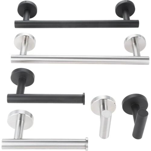 3 Pcs Bathroom Hardware Set Black Bathroom Hardware Set Towel Bar Rack Toilet Paper Holder Robe Hook Stainless Steel