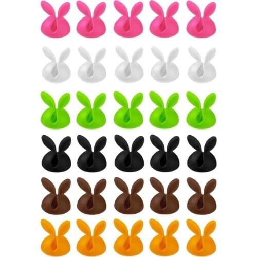 30Pc 6 Color Cable Clips Desktop Cable Holders Cable Management Adhesive Drop Wire Holder for Office Table Desk Car