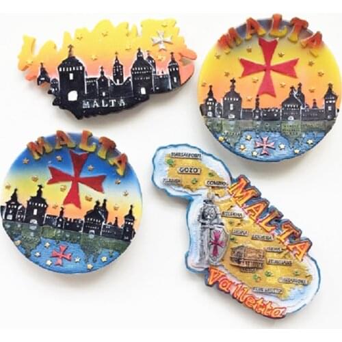Hot Sale Hand-painted Panoramic View Of Malta Map 3D Fridge Magnet Malta Tourism Souvenir Refrigerator Magnetic Stickers