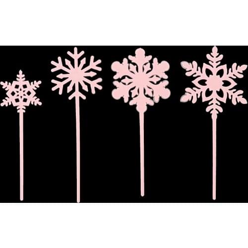 4pcs Glitter Snowflakes Cupcake Toppers Christmas Birthday Party Cake Picks