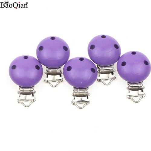5Pcs/Lot Baby Garment Clip Metal Wood Baby Clip Holders Clasps Round Shape Clasps Suspender Garment Accessories 29x45mm