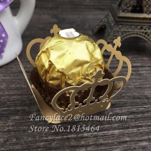 60pcs Chocolate Candy Wrappers Hollow Out Crown Holders Wedding Birthday Baby Bridal Shower Baptism Party Decorations Supplies