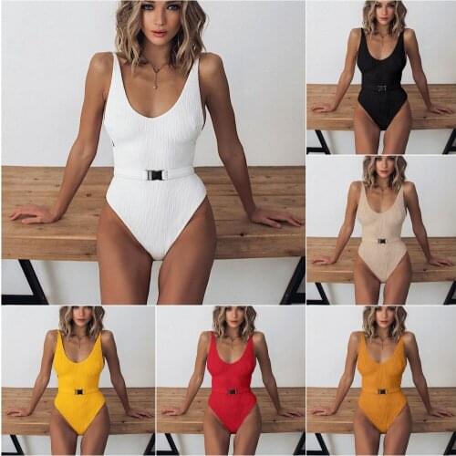Bikini 2019 Sexy Women Swimwear 1pcsWomens High quality one-piece with removable belt and metal buckle 3Colors