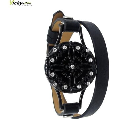 Magnet Tree 25mm Diffuser Genuine Leather Aroma Locket Stainless Steel Essential Oils Aromatherapy Locket Bracelet