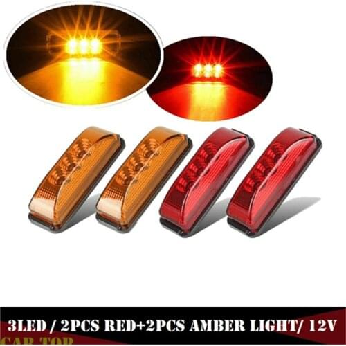 4PCS Marker Lights For Trailers Clearance Side Fender Marker Light Trailer Truck RV 12V parking lights for truck 2xAmber+2xRed