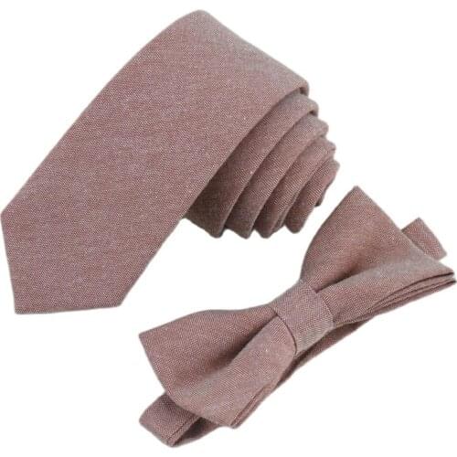 Cotton and linen necktie The new pure color brown ultra fine lattice narrow ties and shallow brown tie