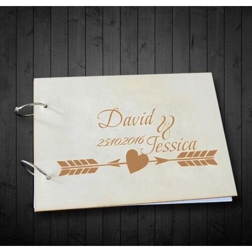 Arrow Heart Guest Book,Personalized Wedding Guest Book ,Custom Name Date Wedding Photo Album,Wedding Decor，Lovers gift