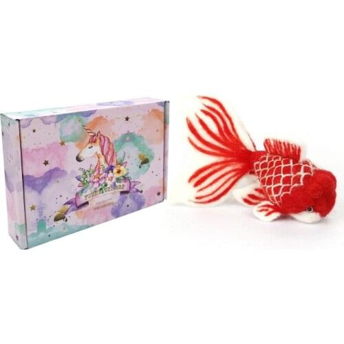 Needle Felting Kits for Beginner Goldfish Felting Mat Felting Needles Finger Guards Instructions DIY Felting Craft with Gift Box