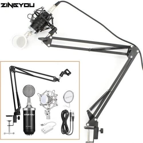 ZINGYOU bm 8000 Condenser Microphone Kit Professional Bundle Sound Recording Mic With 3.5mm Wired Stand Sing Microphone