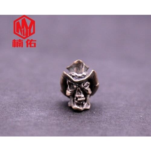 EDC Paracord Brass Knife Bead Western Cowboy Skull 1PC Outdoor Accessories Multi-tool Mobile Phone Chain Pendant