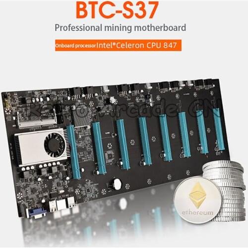 BTC-S37 Machine Mining Motherboard 8 CPU Bitcoin Crypto Etherum Set With 4GB DDR3 Add SSD Power Cable Compatible