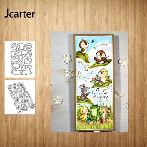 Metal Cutting Dies and Rubber Stamps Bird Mouse Mushroom Frog Scrapbooking Stencil Album Paper Make Template Decor Model Craft