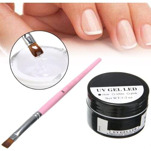 20ml UV Builder Gel Nail Art Extension Gel + Nail Art Brush Pen Manicure Tools Nail Shaper White/Pink/Clear