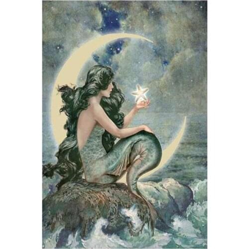 DIY 5D Diamond Painting Kit Paint by Number, Full Drill Mermaid Picture Crystal Rhinestone Embroidery Kit Arts Craft FH1170