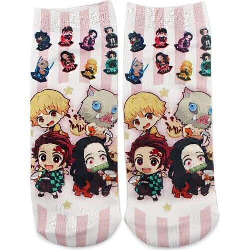 Anime Demon Slayer Socks Spring cotton sock Kimetsu no Yaiba Cartoon Hashibira Cotton 3D stocking Adult Child boy