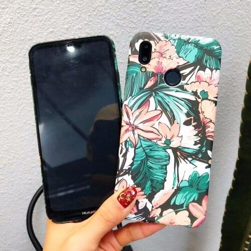 Nova 3 3e Case for Huawei P20 Pro Lite Nova 3e 3 Case Leaves Floral Pattern Hard Back Cover for Huawei Nova 3 E Coque Slim Case