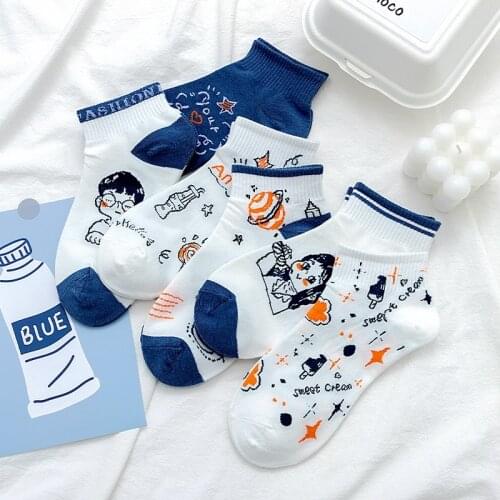 2021 Spring Summer New Crew Socks Japanese Harajuku Preppy Style Cartoon Kawaii Cotton Socks