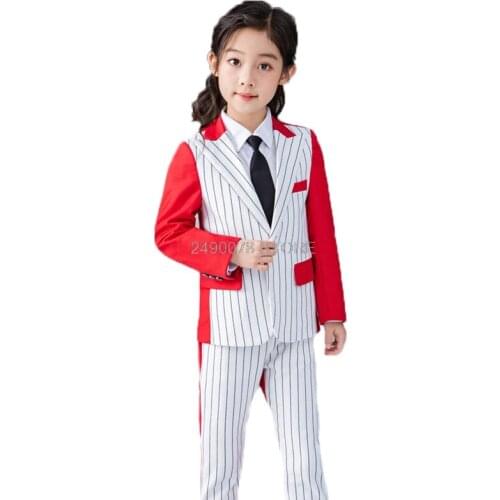 2020 New Arrival Girls blazer Jacket +Pants 2Pcs suit School Girls slim and beautiful Wedding Birthday Party wear sets 2-12 year