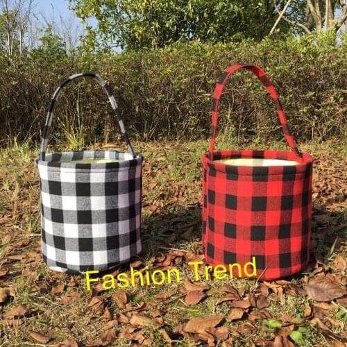 50pcs/lot New Arrival Latest Fashion Personalized Easter Tote Bags Personalized Canvas Monogram Plaid Easter Bucket