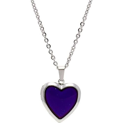 Mood Necklaces Peach Heart Love Pendant Necklace Temperature Control Color Change Necklace Stainless Steel Chain Jewellery Women