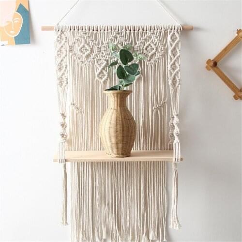 Natural Cotton Rope Woven Tapestry Bohemian Handmade Colorful Wall Decoration For Living Room Bedroom Headboard