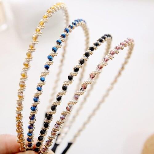 New Fashion Rhinestone Headband Women Fresh Party Travel Hair Accessories Top Quality Handmade Turban Wholesale Head Hoop