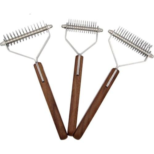 Benepaw Professional Dog Brush Dematting Gently Efficient Safe Pet Comb Rake Removes Undercoat Knots Wooden Handle Puppy Goomer