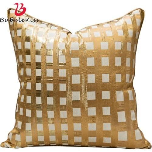 Bubble Kiss Cushion Cover Modern Luxury Champagne Gold Plaid Bedroom Home Decoration Seat Chair Car 45X45cm Throw Pillow Case