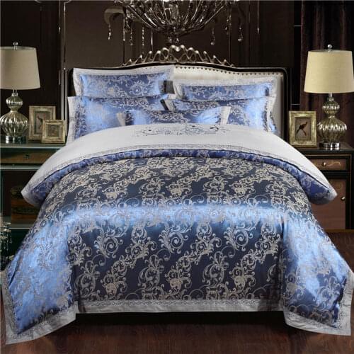 Luxury Royal Bedding Set Satin Jacquard Duvet Cover Kit Bedspread European Style Bed Comforter Cover 3pcs Home Decor