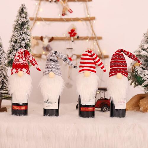 Christmas Wine Bottle Covers Bag Christmas Decorations Santa Claus Bottle Cover For Christmas Ornaments Xmas Gift Happy New Year