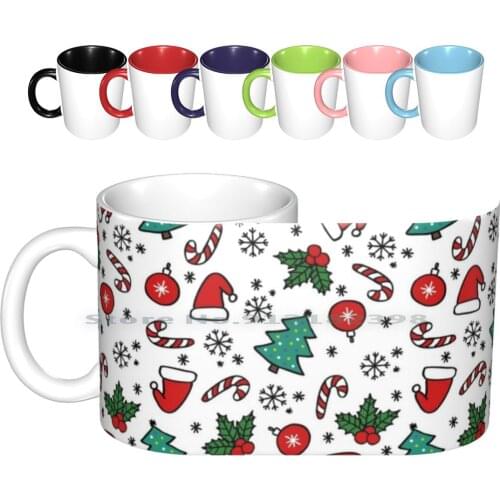 Christmas Ceramic Mugs Coffee Cups Milk Tea Mug Flower Christmas Background Vector Music Baby Abstract Hand Tree Party Icon