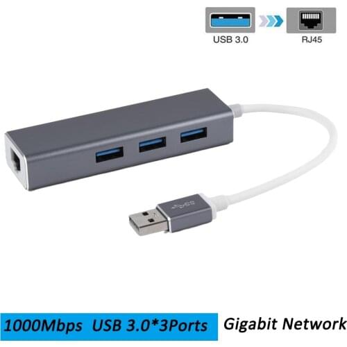 1000Mbps USB 3.0 to RJ45 Gigabit Ethernet Lan Adapter High Speed Network Adapter HUB 3 USB 3.0 Ports for Computer Notebook Mac