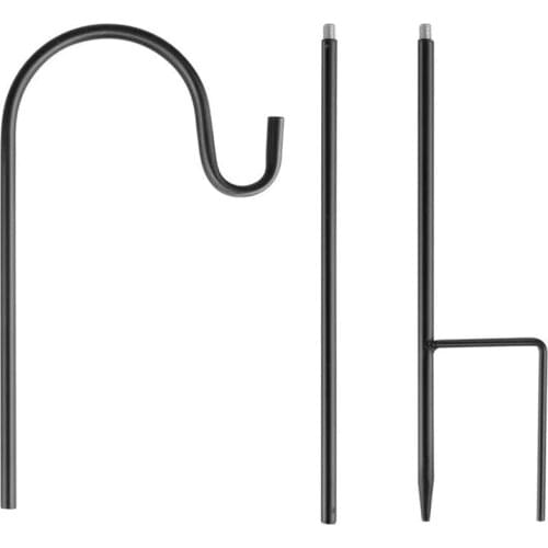 SHGO HOT-4 Pcs Adjustable Shepherd Crook Hooks,Festoon Pole with Base,Garden Border Hook for String Lights,Flower Ball,Plant
