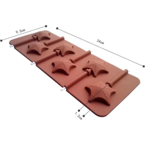 6 Starfish Silicone Lollipop Chocolate Mold