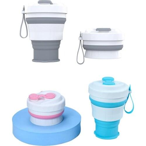 Folding Cups 500ml Food Grade Water Cup Travel Silicone Retractable Portable Outdoor Water Cup Travel Business Coffee Cup