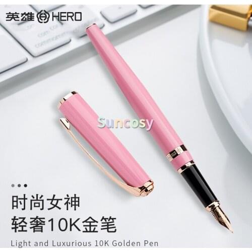 HERO H701 Light and Luxurious 10K Golden Pen, Womens Office Writing Practice Calligraphy Pen, Gift pen