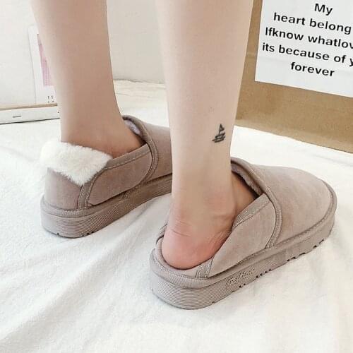 Slippers Women And Men Winter Indoor Thermal Slippers Flat Bottom Slippers Wrap heel Plush Outdoor Flat Bottom Cotton Shoes