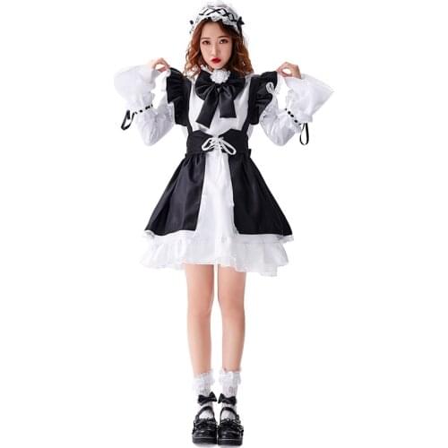 Gothic Lolita Maid Dress Costumes Cosplay Suit for Girls Woman Waitress Maid Party Stage Costumes Hallowmas Cosplay Costumes
