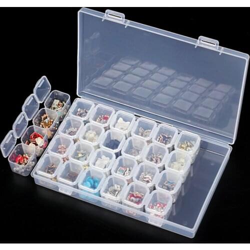 New 28 Grids Diamond Embroidery Storage Box Bins Medicine Diamond Painting Accessory Boxes Case Cross Stitch Tools Organizer