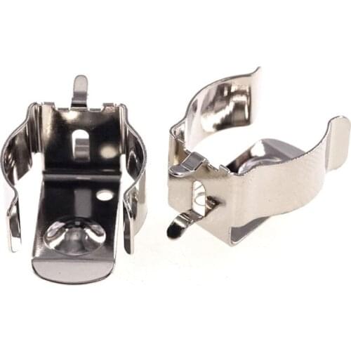 100 PCS AA 1/2AA CR2 Battery Clip Through Holes DIP PCB Spring Steel Nickel Plated PC Mount Snap in Leads Low Contact Resistance