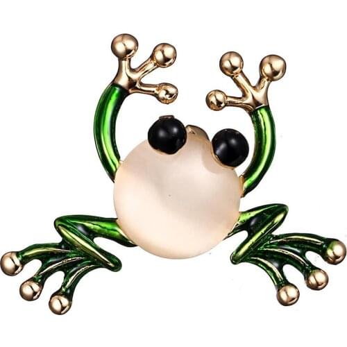 Women Creative Frog Shaped Faux Pearl Enamel Brooch Pin Clothes Bag Decor Gift