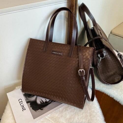 Ladies 2020 woven large capacity PU leather shoulder bag elegant handbag women travel handbag ladies fashion handbag