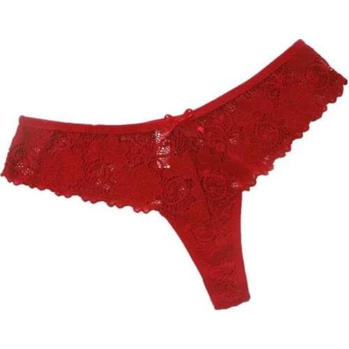 3 Pieces Of Womens Sexy Fashion Low Waist Hollow Lace Thong Popular Cotton Fit Breathable Girls Solid Triangle Underwear