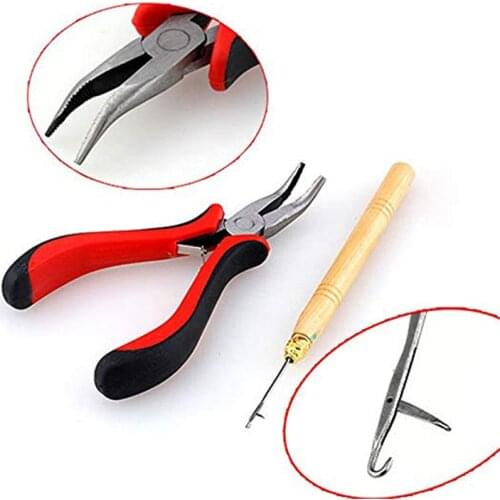 1Set Of Bend Tip Plier DIY Hair Extension Tool Clip Plier For Micro Rings Silicone Hair Extension Ring Hair Pliers