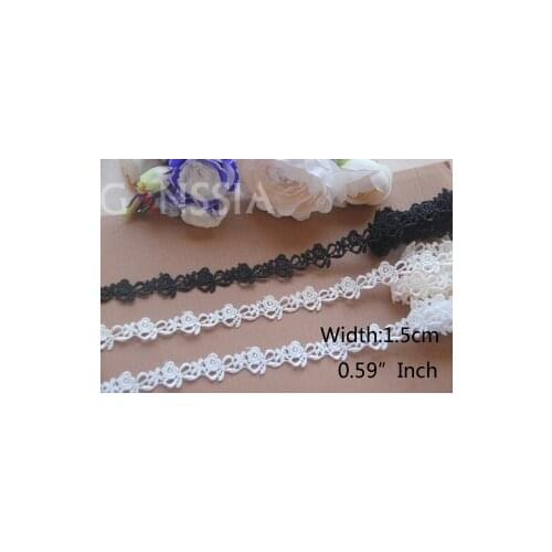 1yard Width:1.5cm Water-Soluble Flower Lace Trim Ivory White&Black&Beige For Embroidered Ribbon/ Fabric Decoration(SS-2241)