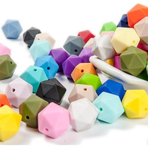 Cute-idea 10Pcs 17mm silicone icosahedron Beads nursing Accessories polygon teether chewable toy teething making handmade DIY