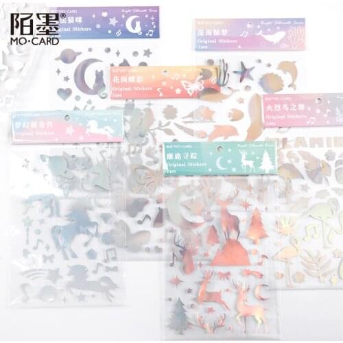 2 Sheets Chritmas Elk Flamingo Unicorn Transparent Sticker Decoration Stickers Diy For Craft Diary Scrapbooking Planner Label